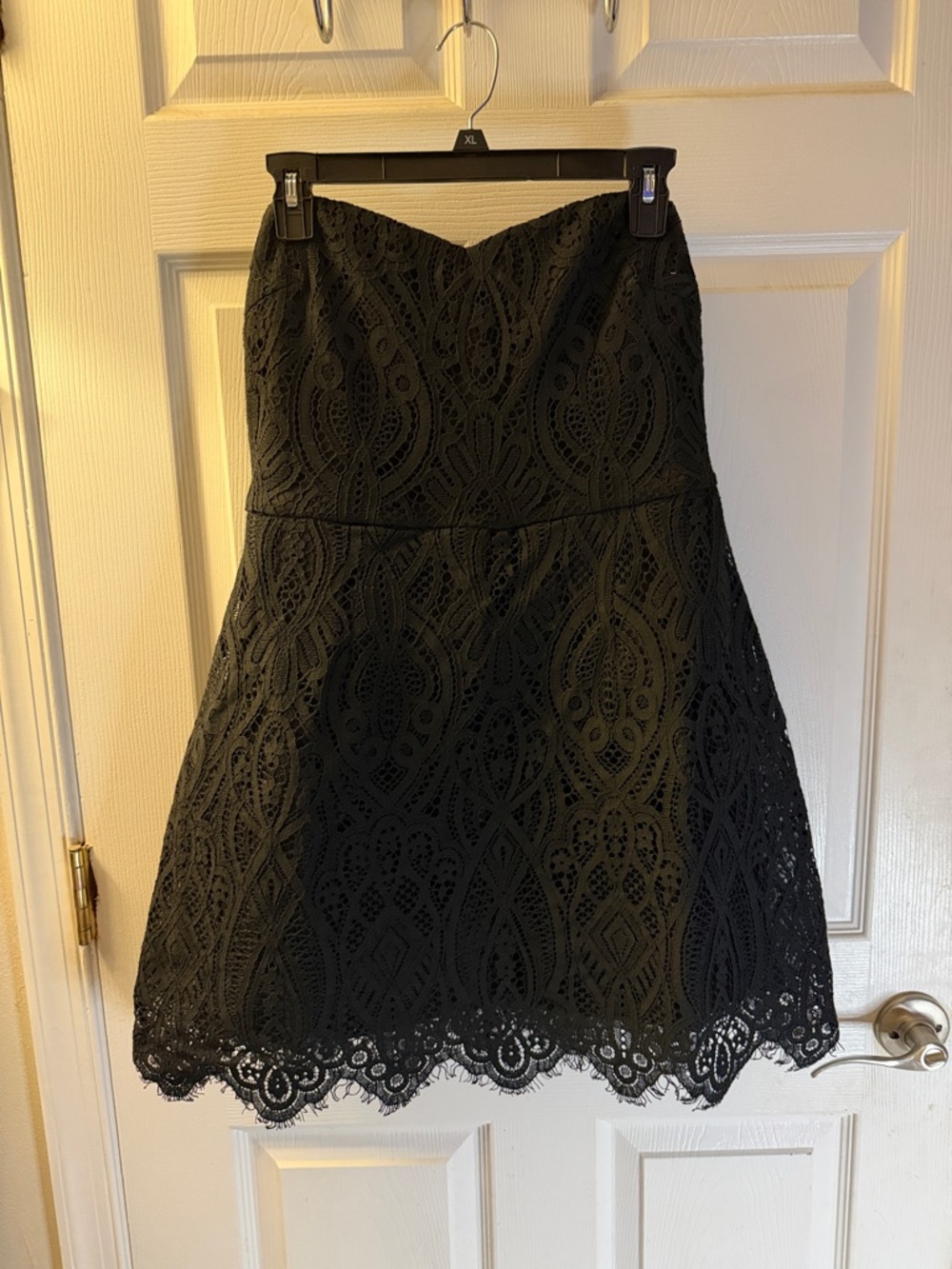 Lulu's Black Strapless Lace A-Line Dress
